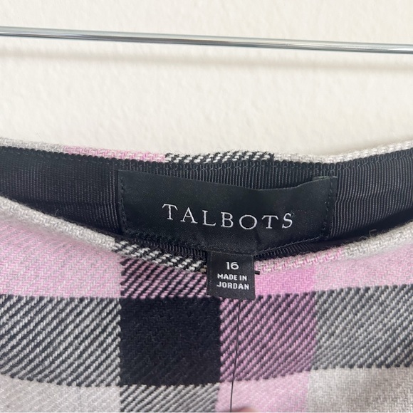 Talbots Dreamy Plaid A-Line Wool Skirt / Size: 16, Purple, Gray / NWT - Picture 4 of 6